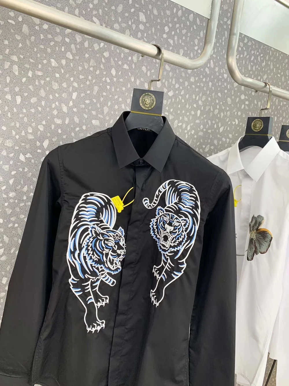 DUYOU Мужская рубашка хлопок мужская классическая с вышивкой Double Tiger Seiko