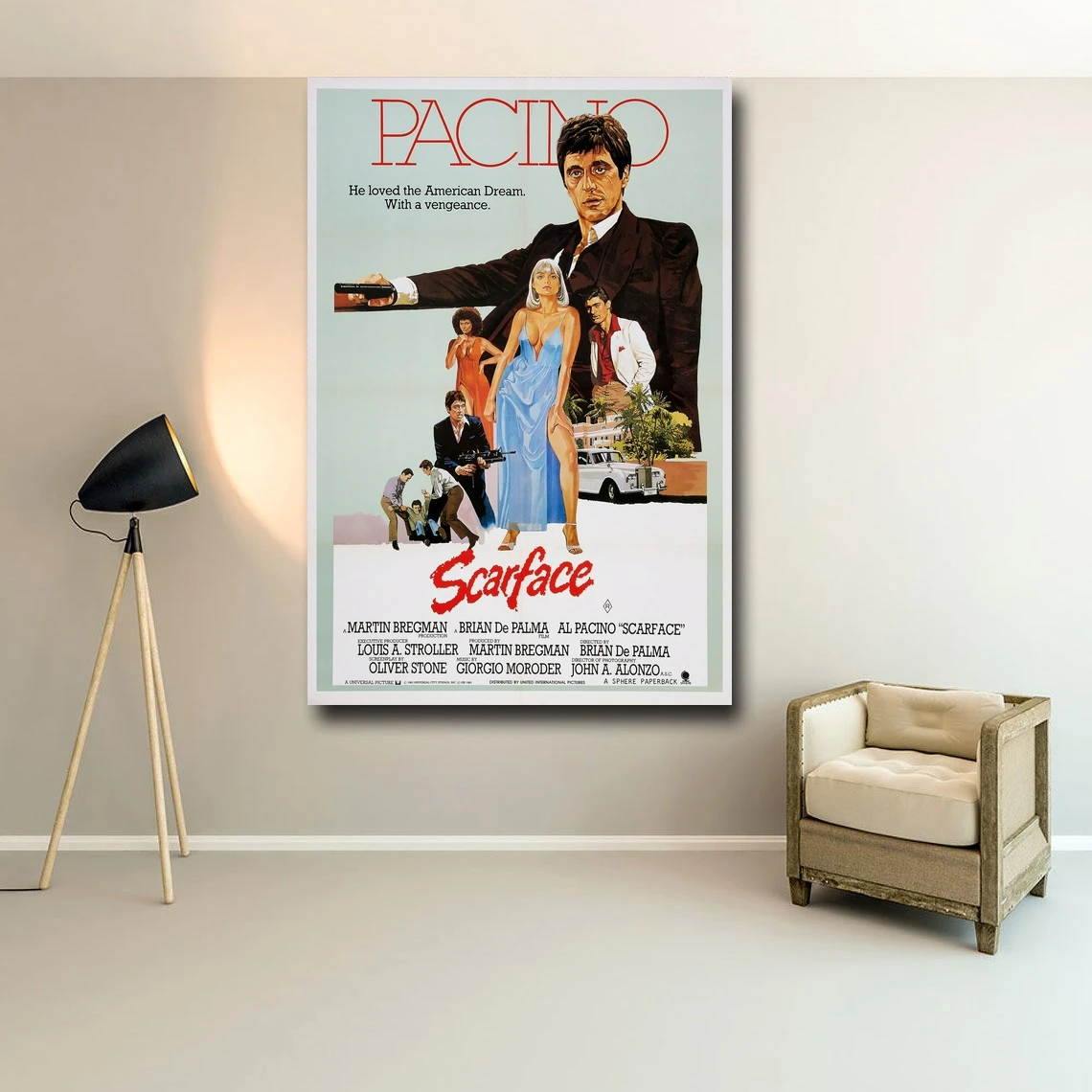 Накладка на плакат по фильму Scareface домашняя роспись в стиле ретро украшение