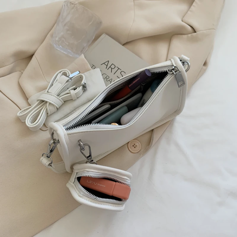 

2PCS/SET Shoulder Bags for Women Small Square Messenger Bag Ladies Pure Color Designer Tote Handbags Simple White Armpit Bag Sac