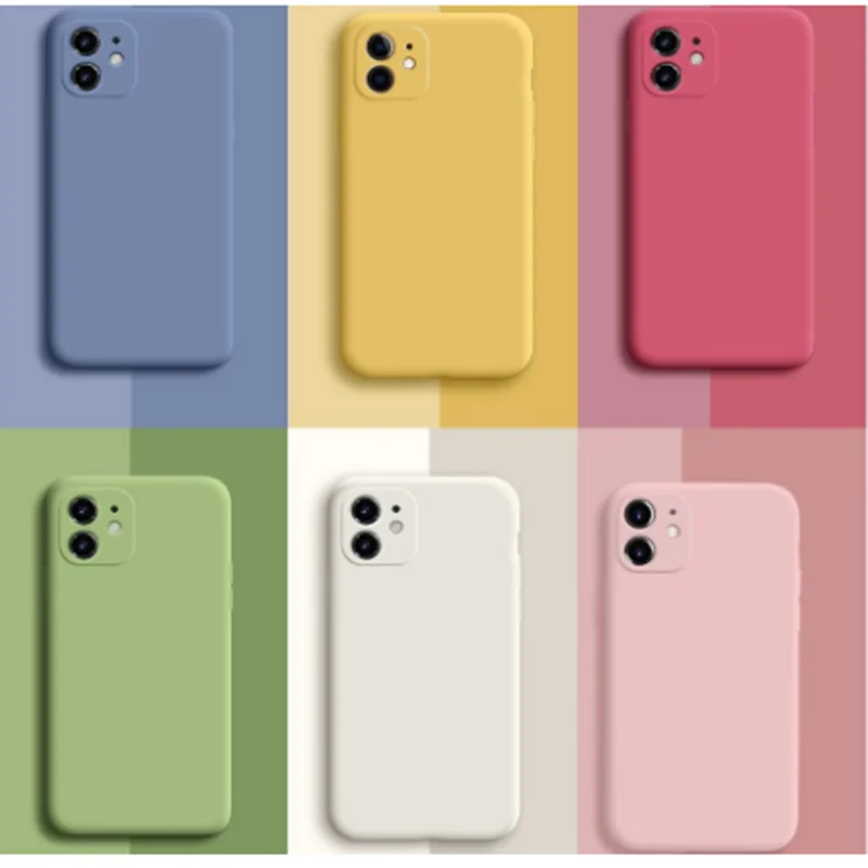 Чехол из жидкого силикона для iPhone X 12 11 Pro Max Mini XR XS противоударный мягкий чехол с