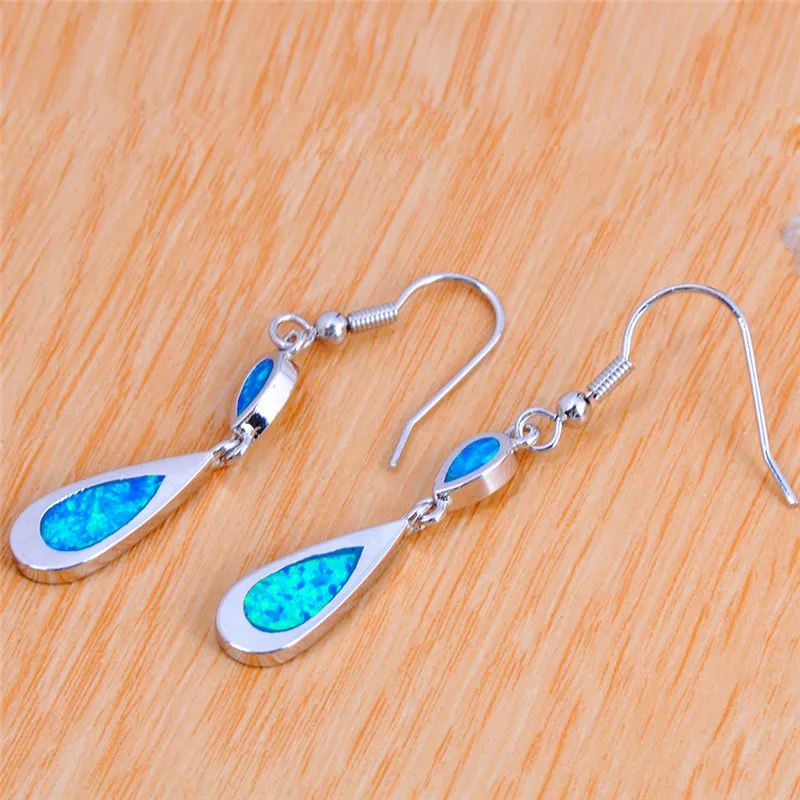 Милые Женские Висячие серьги Boho большие голубые белые с огненным опалом