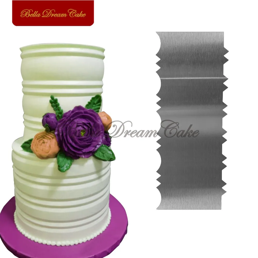 Новая двухсторонняя Расческа для торта расческа из нержавеющей стали скребок