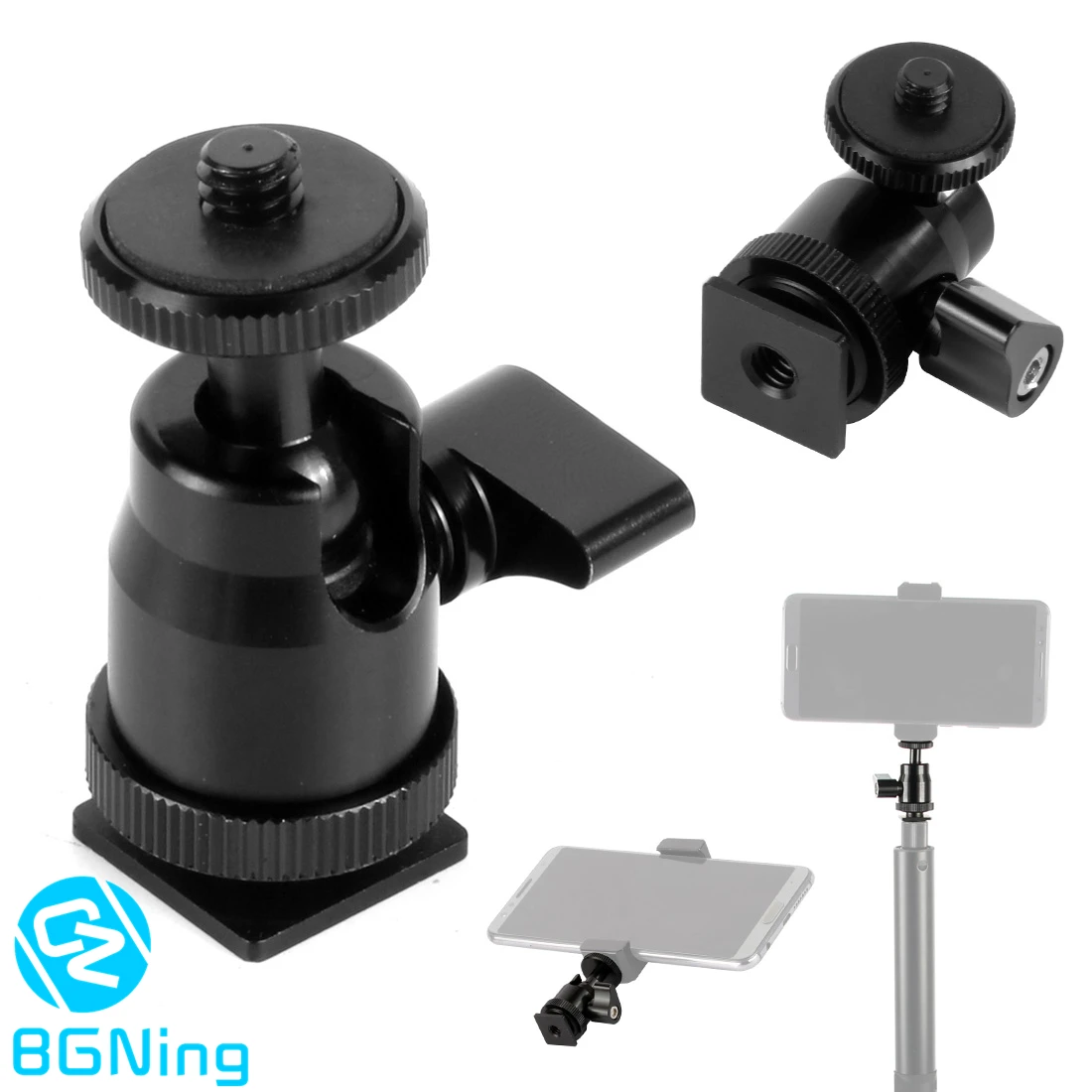 Алюминиевый сплав 360 Вращающийся Кронштейн для камеры Gopro штатив светодиодный светильник держатель вспышки шаровая Головка адаптер Горячий башмак крепление с замком