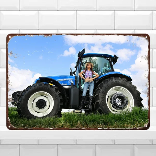 

New Holland Tractor Tin Sign Vintage Personalized Painting Tin License Plate Metal Sign Painting