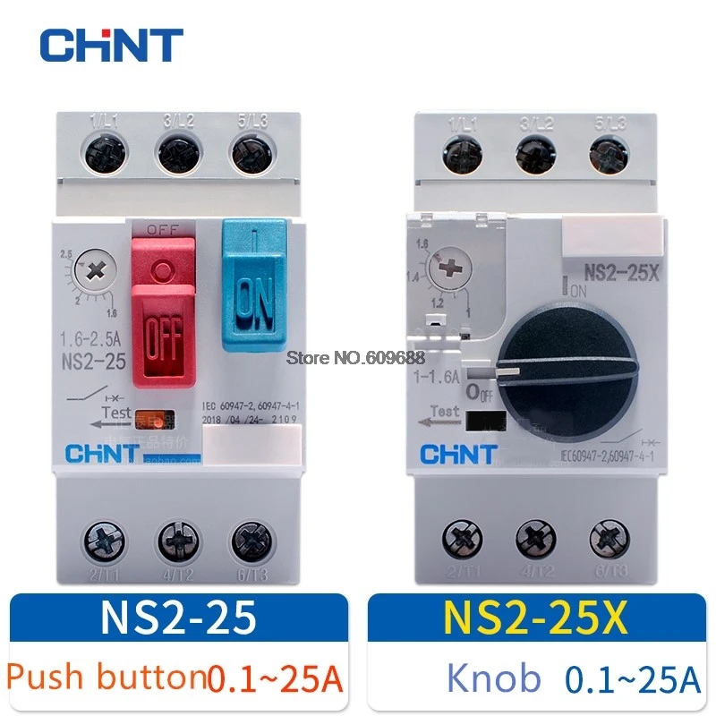 

CHINT CHNT motor starter NS2-25 NS2-25X NS2-25/AE11 1.6-2.5A Motor protector Motor Circuit Breaker motor switch NS2-25/AU11