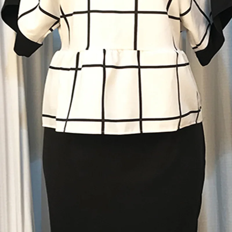 Женский офисный костюм женский комплект одежды клетчатый топ с круглым вырезом и