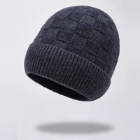 hat men winter autumn wool knit beanie warm with brim casual skiing accessory for sports