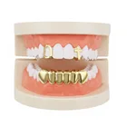 Набор имитированных зубов в стиле хип-хоп, набор золотистого цвета для мужчин, украшения для тела в стиле рэп, США