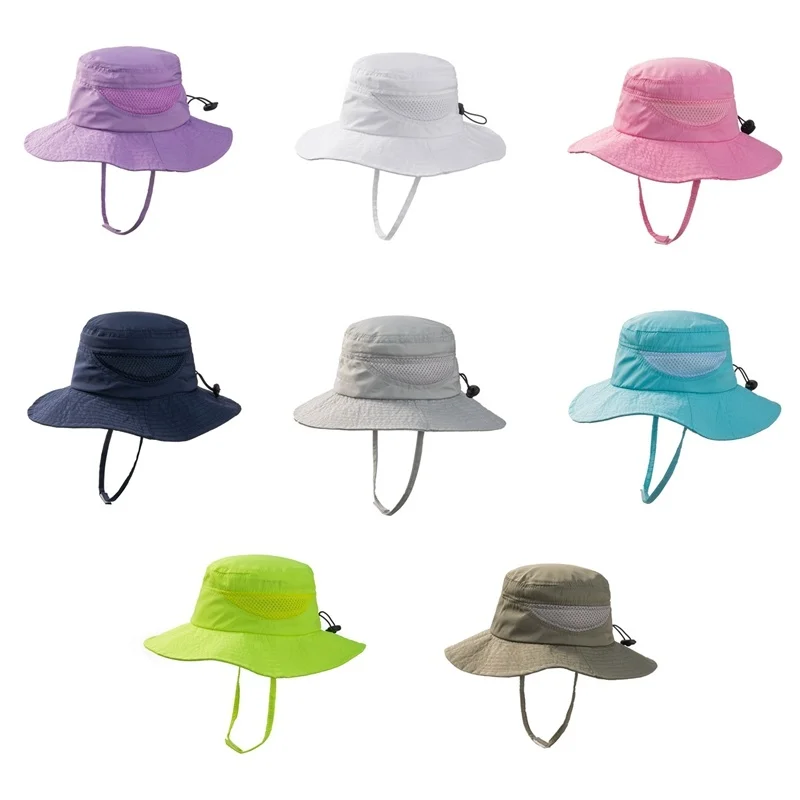 

Summer Solid Cap For Boy And Girl Kids Sun Hat Children Outdoor Neck Ear Cover Anti UV Protection Beach Swimming Caps For 1-4 Y