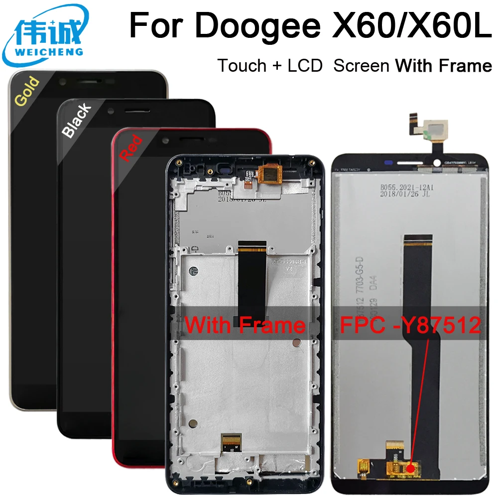 ЖК дисплей с сенсорным экраном датчик рамкой для DOOGEE X60L оригинальные запасные