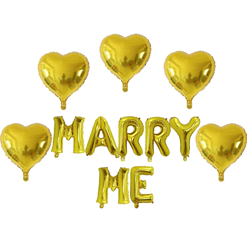 12pcs 12 шт. 16 дюймов розовое золото MARRY ME письмо фольгированные шары 1" Сердце шар День Рождения декорации на свадьбу, вечеринку вечерние принадлежности Globos - Цвет: 12pcs