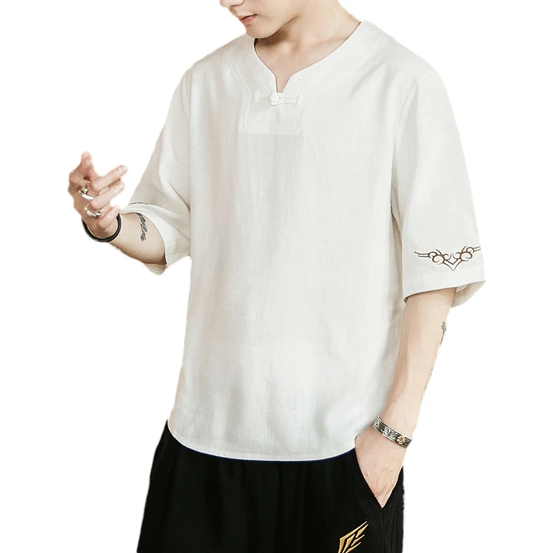 Китайская мужская футболка свободная однотонная креативная смешная большого