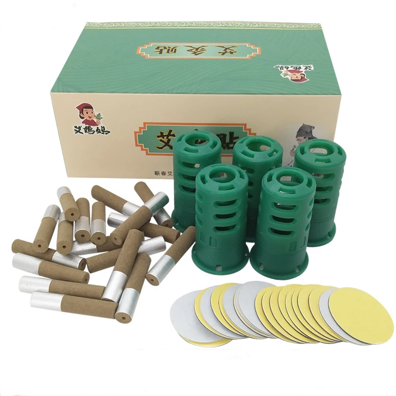 

Stick-on Moxibustion Roll Stick Mugwort Artemisia Burner Box Device Mini Moxa Tube Acupuncture Massage Self-stick 60pcs/Set