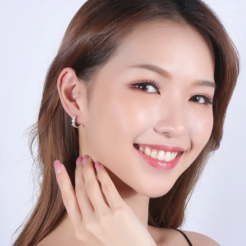 Посеребренная циркониевая Очаровательная застежка в форме сердца для ужина