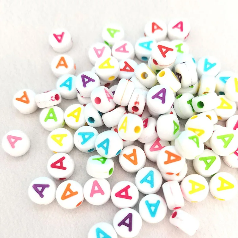

100pcs/lot Colorful A-Z Alphabet Letter 4x7mm Round Acrylic Spacer Beads For Bracelet Necklace Jewelry Making DIY Accessories