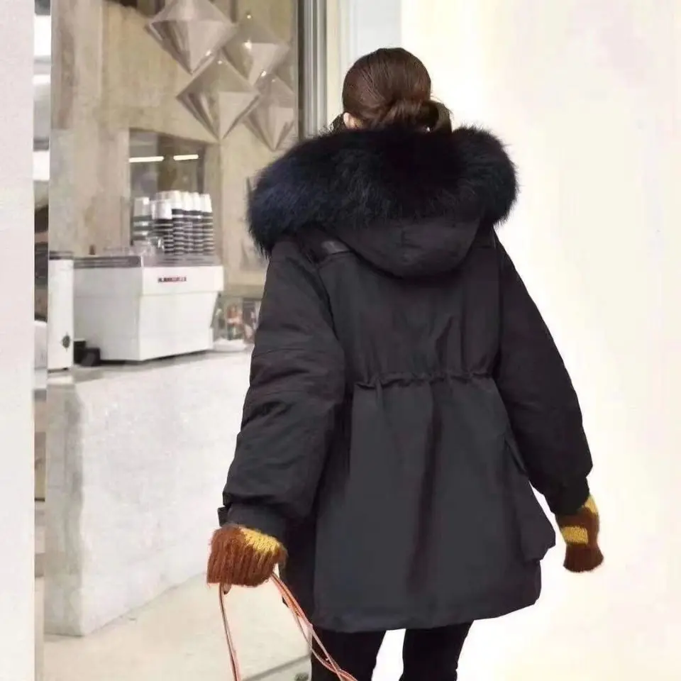 2021 new winter white duck down down jacket women's long style overcomes the chest park standard retraction waist slimness