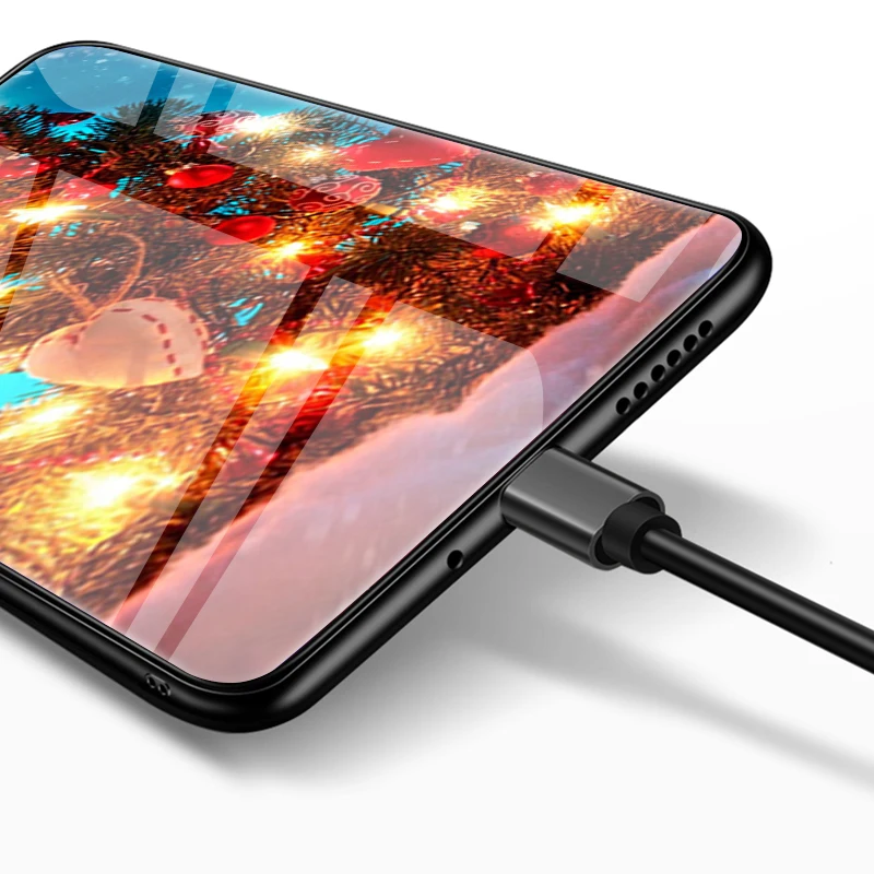 Счастливого Рождества Санта Клаус для iPhone 8 7 6 6S Plus 7Plus роскошный закаленное стекло чехол для iPhone XR 11 Pro XS MAX X Чехол снеговик