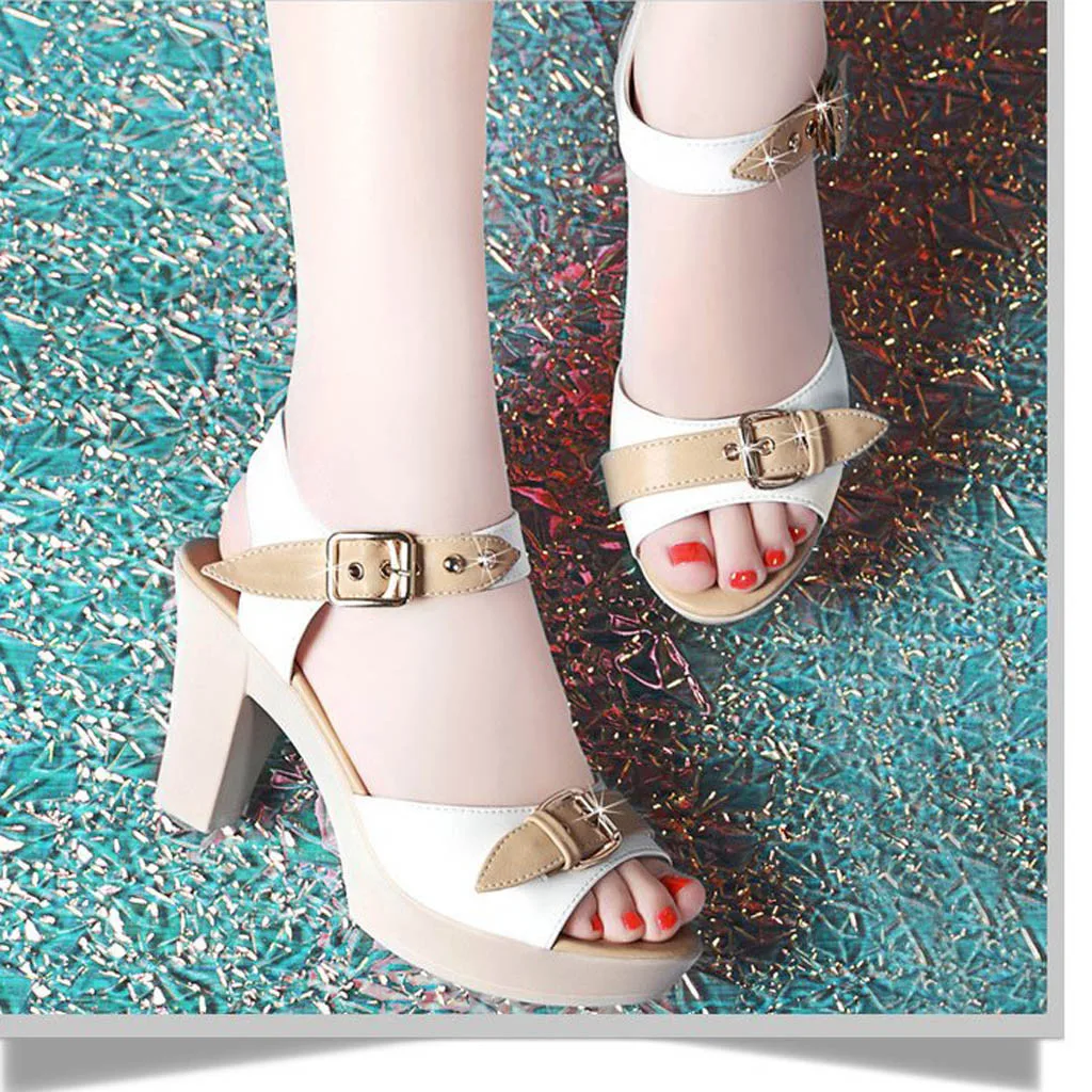 

Ladies Roman Fish Mouth With Thick Heel Sandals Buckle High Heel Wild Sandals Summer Female Casual Shoes Fashion New #01