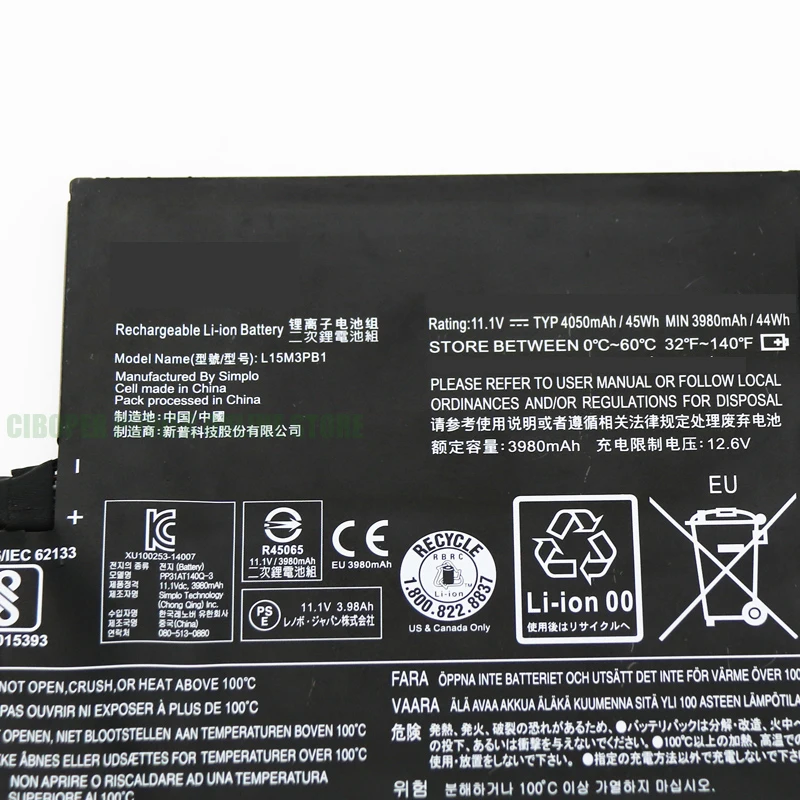CP настоящая аккумуляторная батарея для ноутбука L15M3PB1 11 1 V/45WH/4050mAh L15L3PB1 300E N22 N22-20 C330