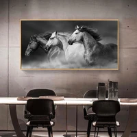 animal poster wall art three running horses canvas tiger peacock prints and wall art room living room home decoration cuadros