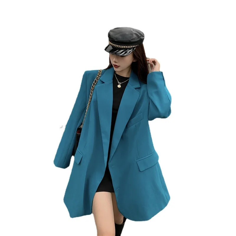 

Women's Blazer Jacket Casual Solid Color Single Button Pocket Decorative Coat Office Ladies Casual Blazer