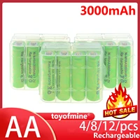 4812psc aa 3000mah 1 2v rechargeable battery cell ni mh green color with case