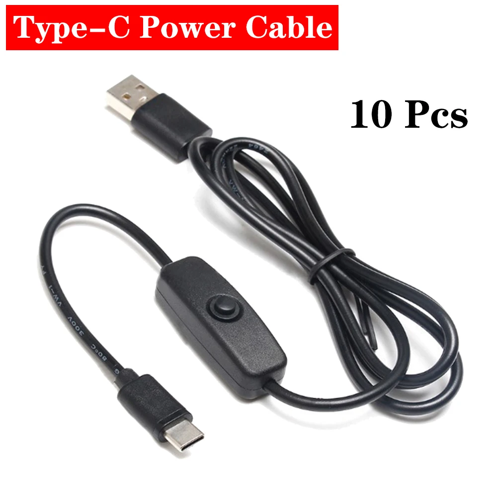 10 шт. Raspberry Pi 4 Питание Тип кабеля Type-C USB-C Зарядное устройство кабель провод с