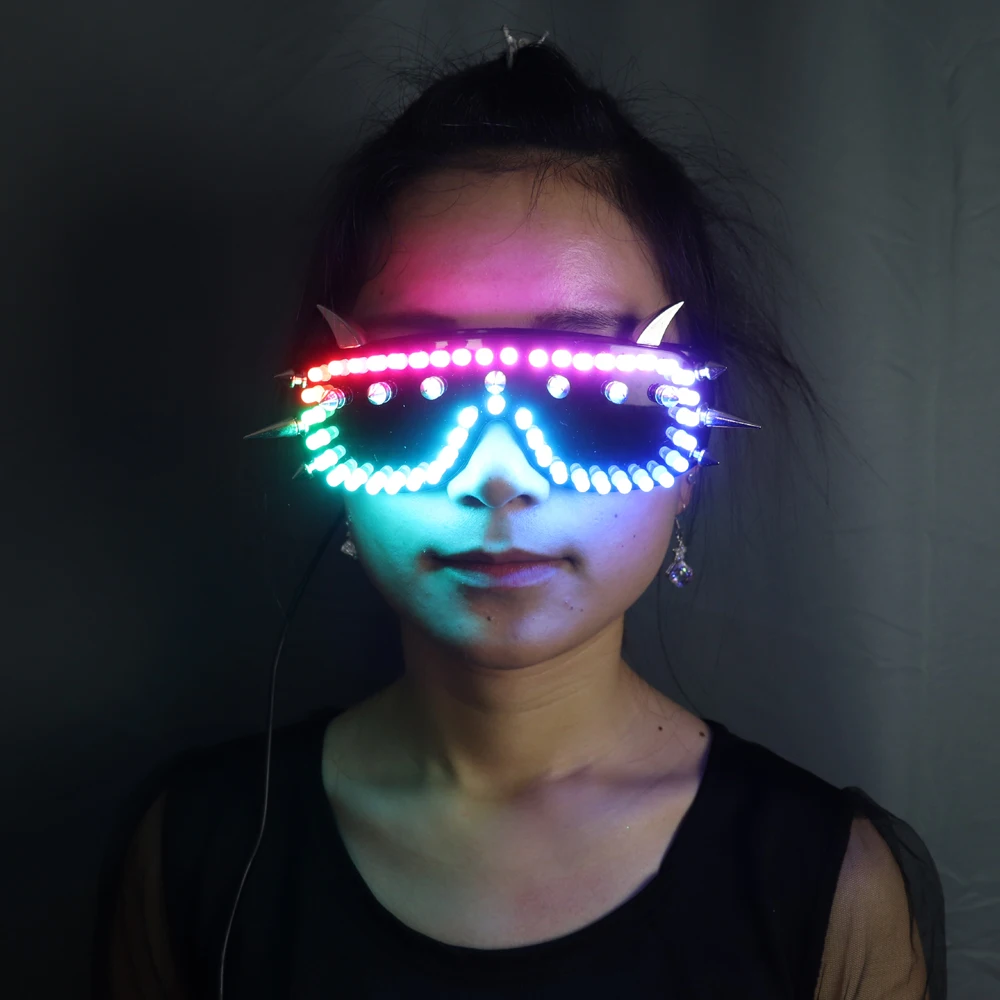 Full Color Led Luminous Glasses Can Change 7 Colors Flashing Halloween Party Mask Light Up Eyewear For DJ Club Stage Show | Дом и сад