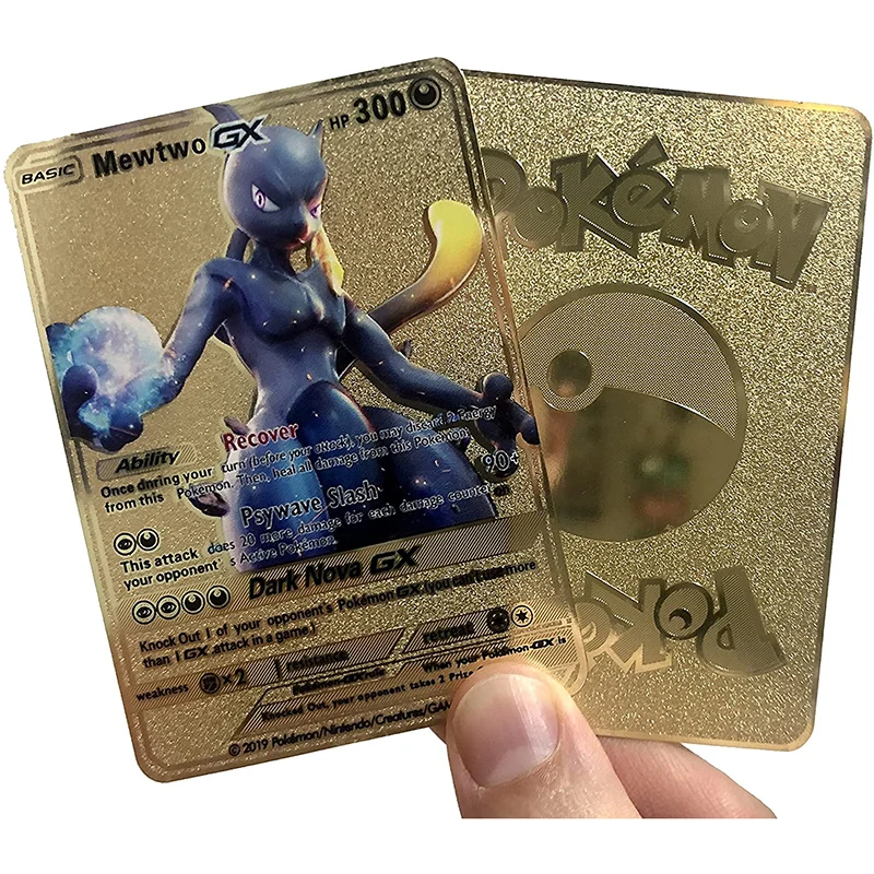 

1 шт. Mewtwo Gx-Goud Metalen пользовательские карты покемона-Tcg, игрушки для детей, Покемон карты