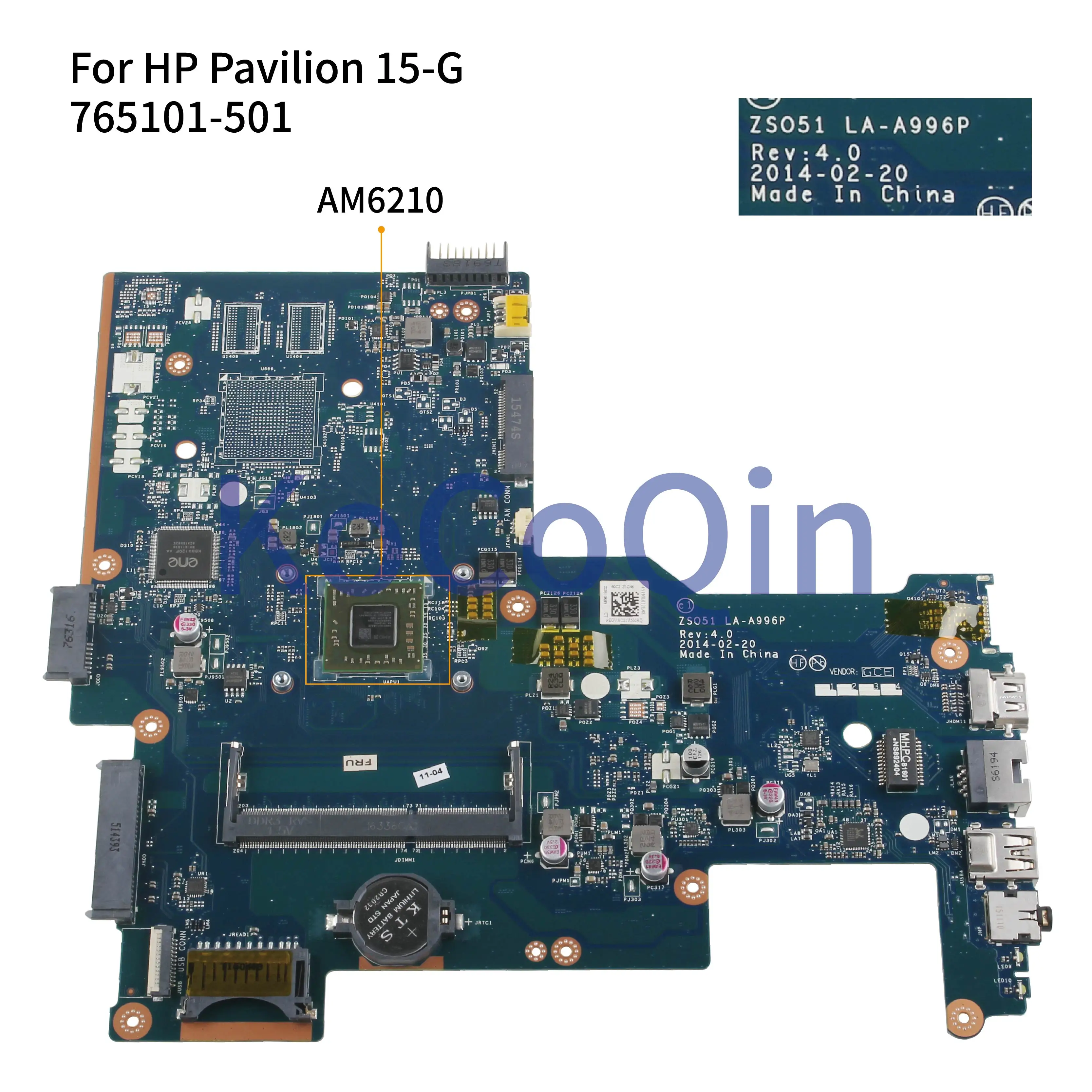 KoCoQin материнская плата для ноутбука HP Pavilion 15 G 250 G3 255 Core A4 6210 ZSO51 LA A996P 765101 001 501
