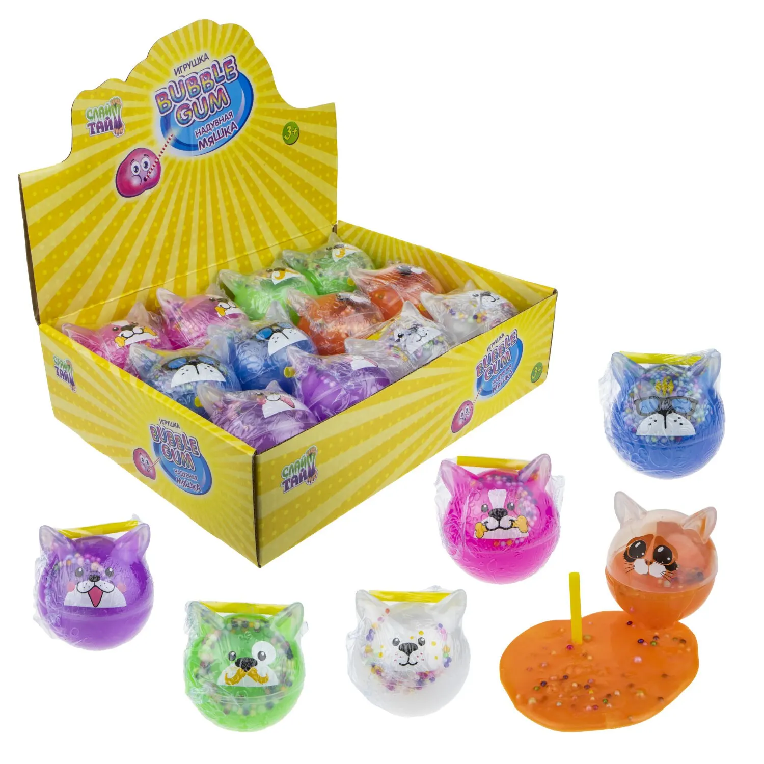 Игрушка антистресс Слайм Тайм надувная мяшка Bubble Gum 6см в ассортименте для