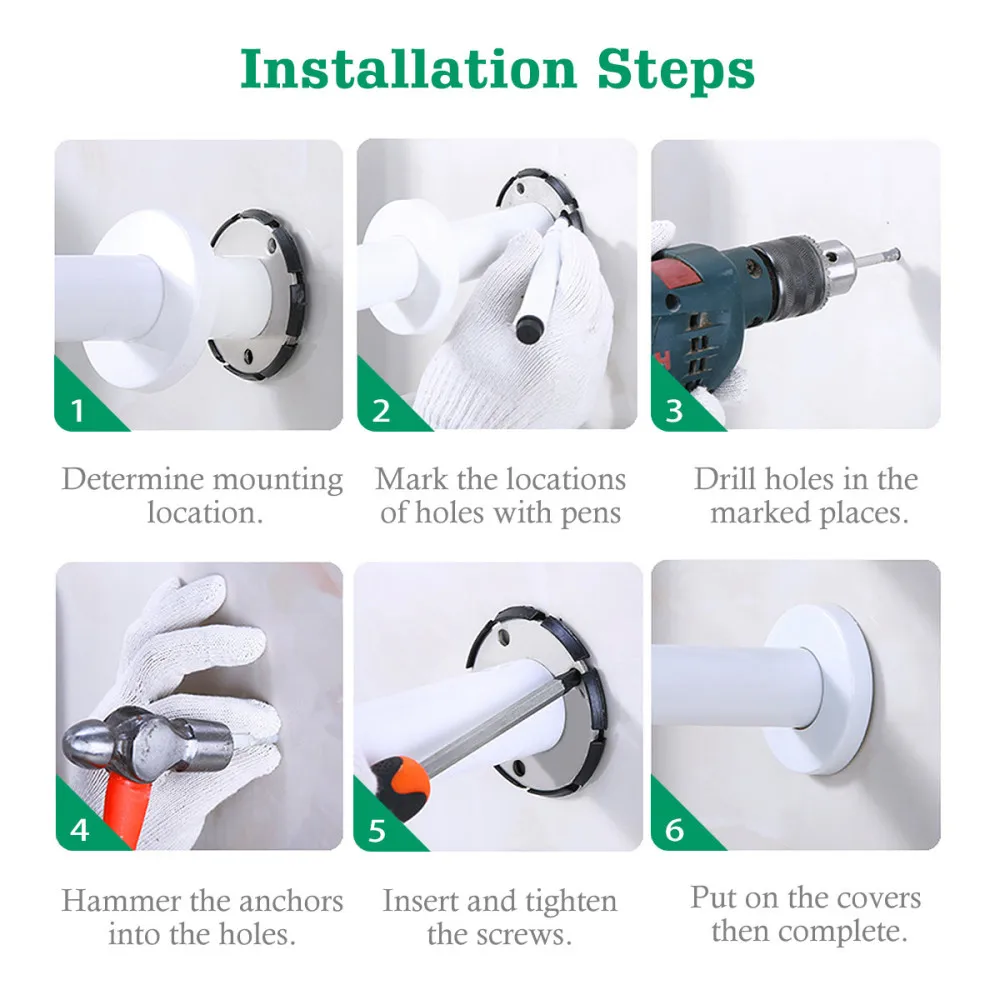 

ROSENICE Wall Grab Bar Shower Handle Bar Safety Grab Bar Safety Hand Rail Support Senior Assist Bath Handle (White)