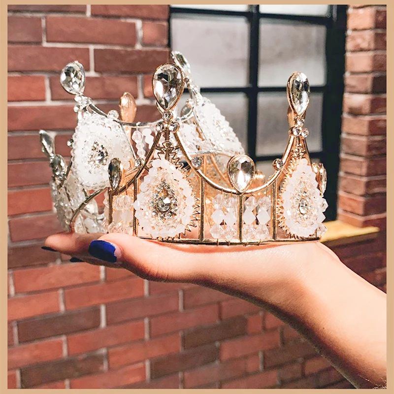 Новое поступление 2019 Золотая Хрустальная тиара и короны королевская королева