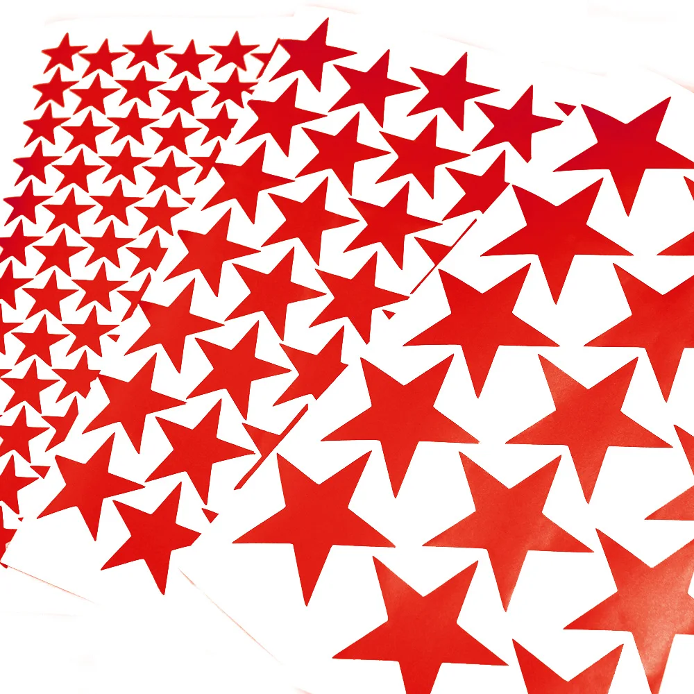 

3/5/7cm Die Cut Red Color Star Wall Stickers Matte Vinyl Sticker For Children Room Home Decoration Wall Art Mural DIY Decals