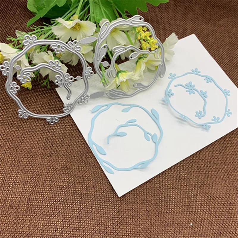 Цветочный лист круглая рамка металлические штампы для скрапбукинга резки