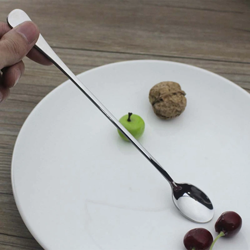 

9-Inch Long Handle Stirring Spoon,Soup Spoon, Ice Tea Coffee Spoon, Stainless Steel Cocktail Mixing Spoons - Set of 8