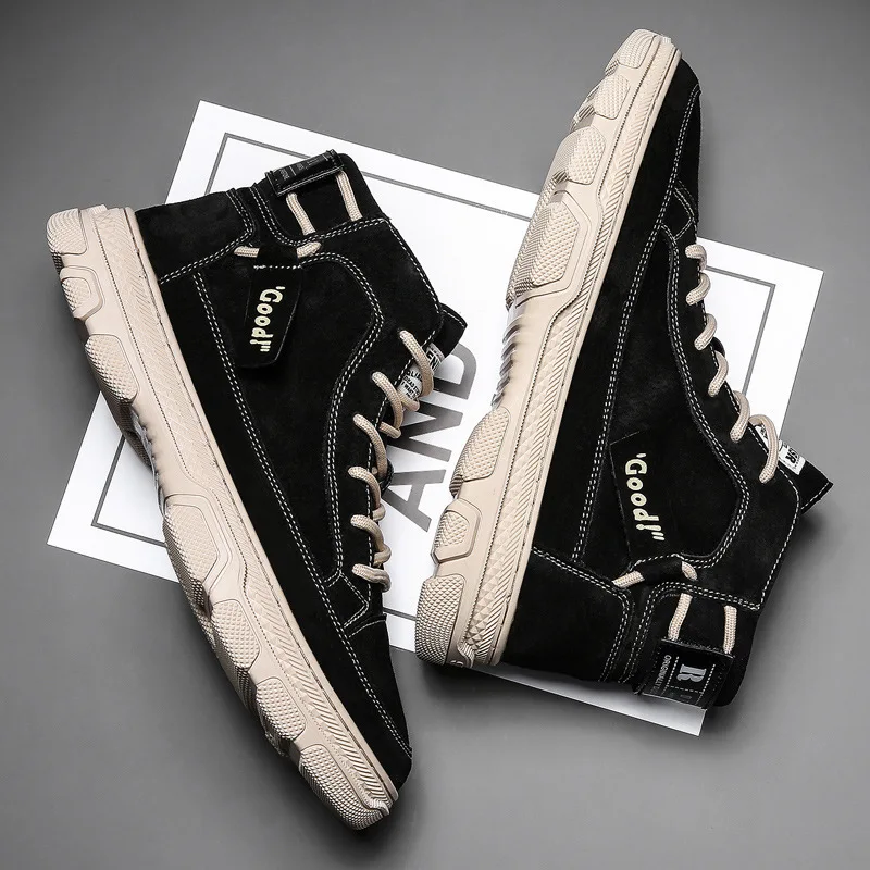 

AQ623 2020 winter men's Martin boots tooling shoes men's Chelsea British short boots new mid-cut men's boots