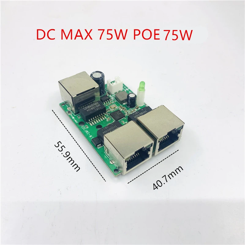 Источник питания POE для реверсивного коммутатор IN/OUT5V/12V/24V 75W/2 = 38 5 W 100mbps 802.3AT 45 + 78-