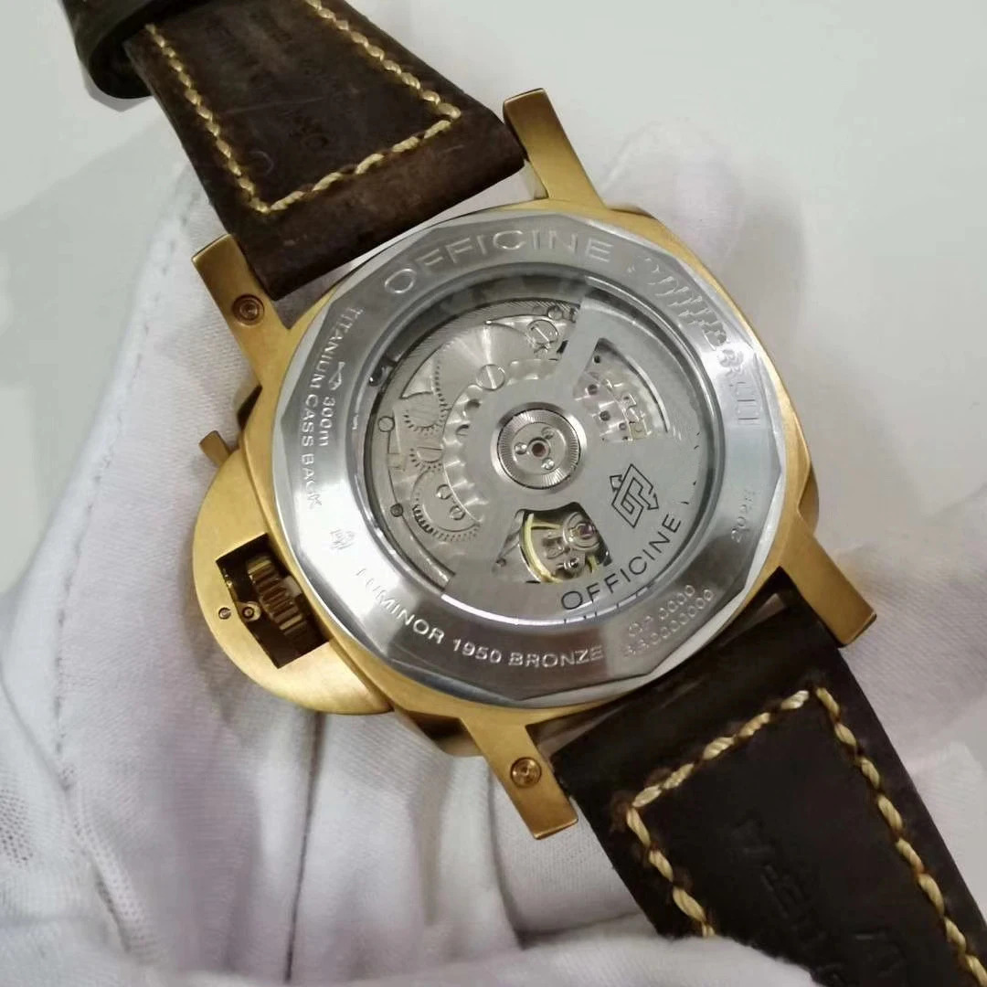 

Classic New Men Automatic Mechanical Sapphire Leather 3 Days Stainless Steel Bronzo 1950 Watch Ceramic Bezel Bronze 47mm