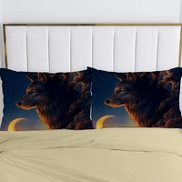 2pc pillow case pillowcase 50x70 50x75 50x80 50x90 80x80 70x70 decorative pillow cover moon wolf animal bedding drop shipping