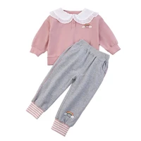 solid fashion children thicken clothes kids casual t shirt pants 2pcssets spring autumn girl baby boys cartoon cotton tracksuit