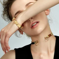 enfashion circle ring bracelet manchette noeud armband rose gold color bangles bracelets for women cuff bracelets pulseiras