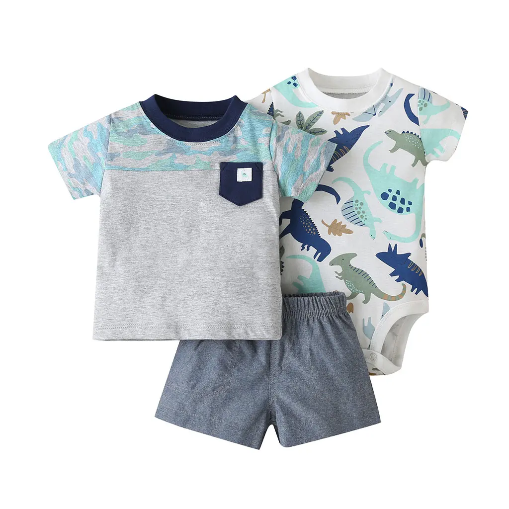 summer outfit for baby boy short sleeve T shirt tops+bodysuit+shorts newborn girl clothes set new born clothing suit 2021 | Детская