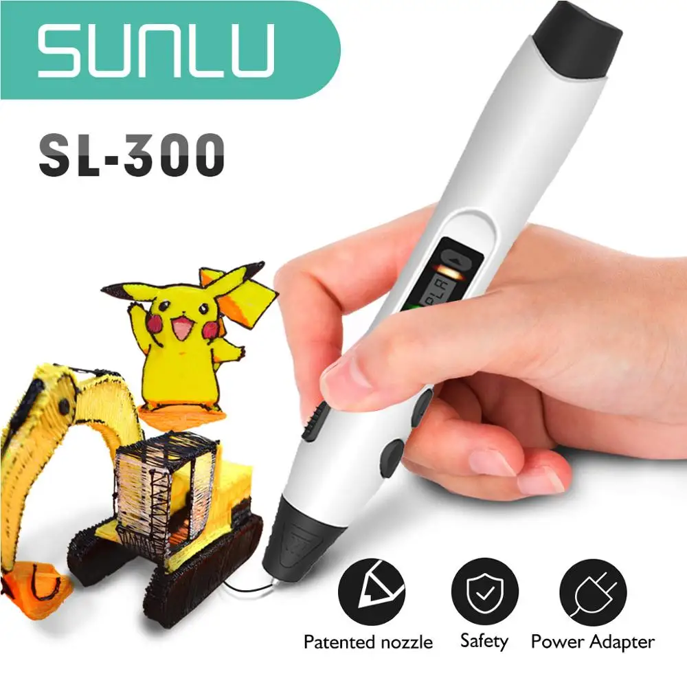 SUNLU Новинка 3d ручка с горячей продажей Sunlu Sl300 светодиодный дисплей для Diy Pla Abs креативное воображение Белый Цвет 3d Ручка