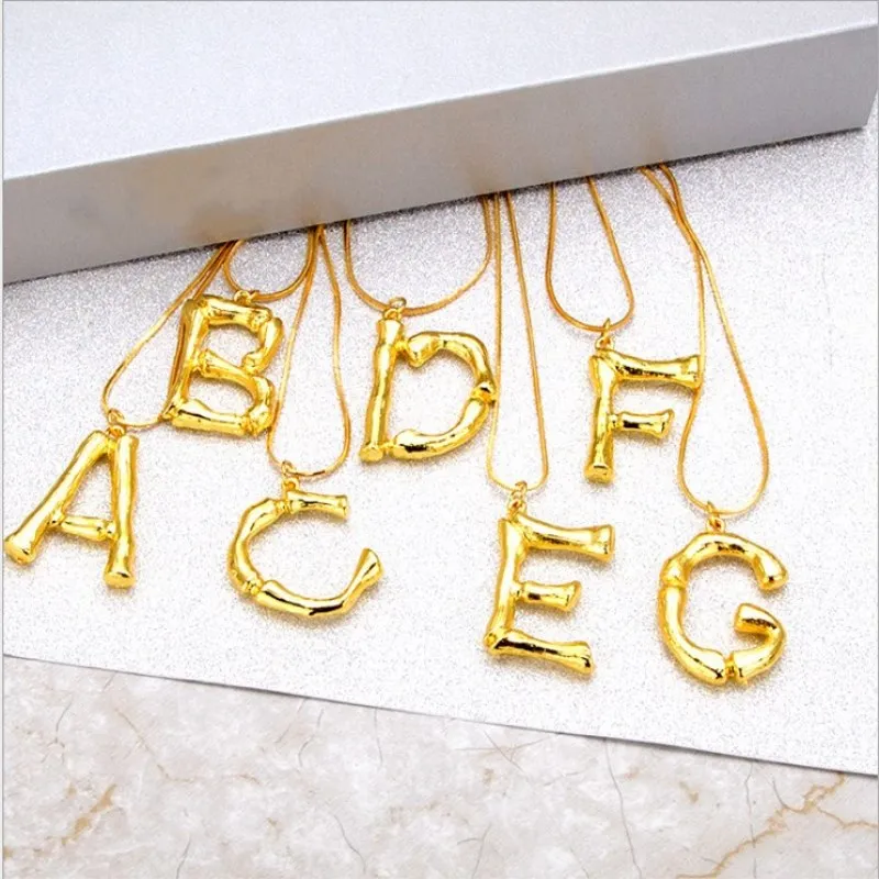 Высокое Качество Большие буквы Шарм кулон ожерелья для женщин мужчин золотой