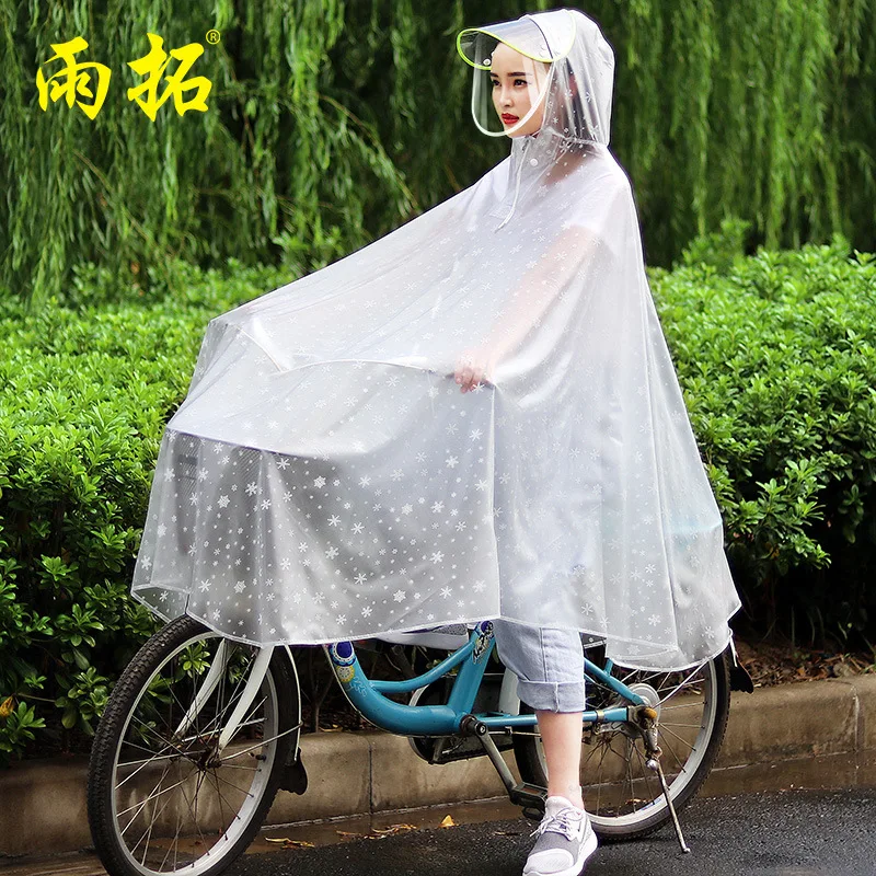 

Bicycle Raincoat Female Lovely Single Thickened With Mask Transparent Bicycle Poncho Male Students Riding Portable Rain