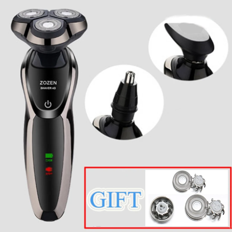 3 in 1 4D электробритва, три ножа, моющаяся, usb зарядка, бритва, электрическая «Умная» бритва, мужская, многофункциональная, триммер для бороды, триммер для волос - Цвет: 3 in 1