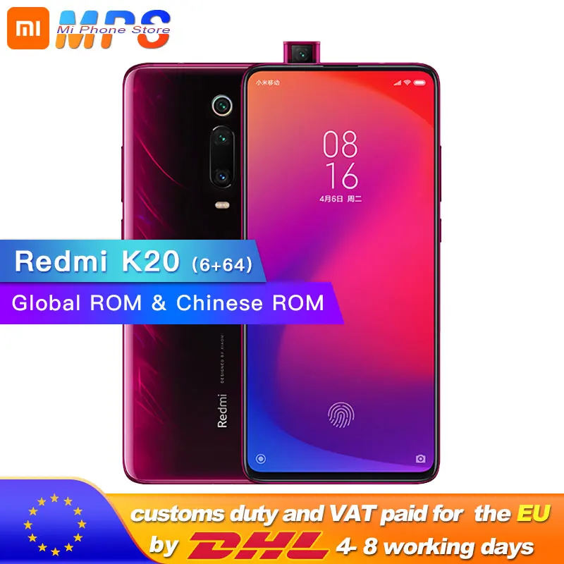 Xiaomi Redmi K20 с глобальной ПЗУ 6 ГБ 64 Смартфон Snapdragon 730 задняя камера 48 МП всплывающая