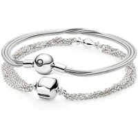 100 925 sterling silver moments multi snake chain ball barrel clasp bracelet fit fashion bead charm trendy diy jewelry