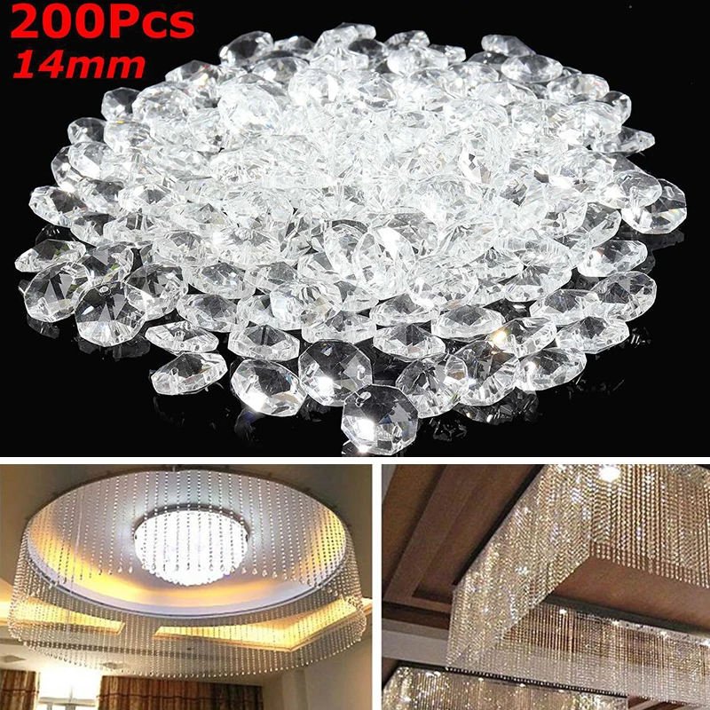 

200pcs Clear Transparent Octagonal Beads Acrylic​ Pendant Light Faceted Pendant Bedroom Hotel Lobby Home Furnishing Decor